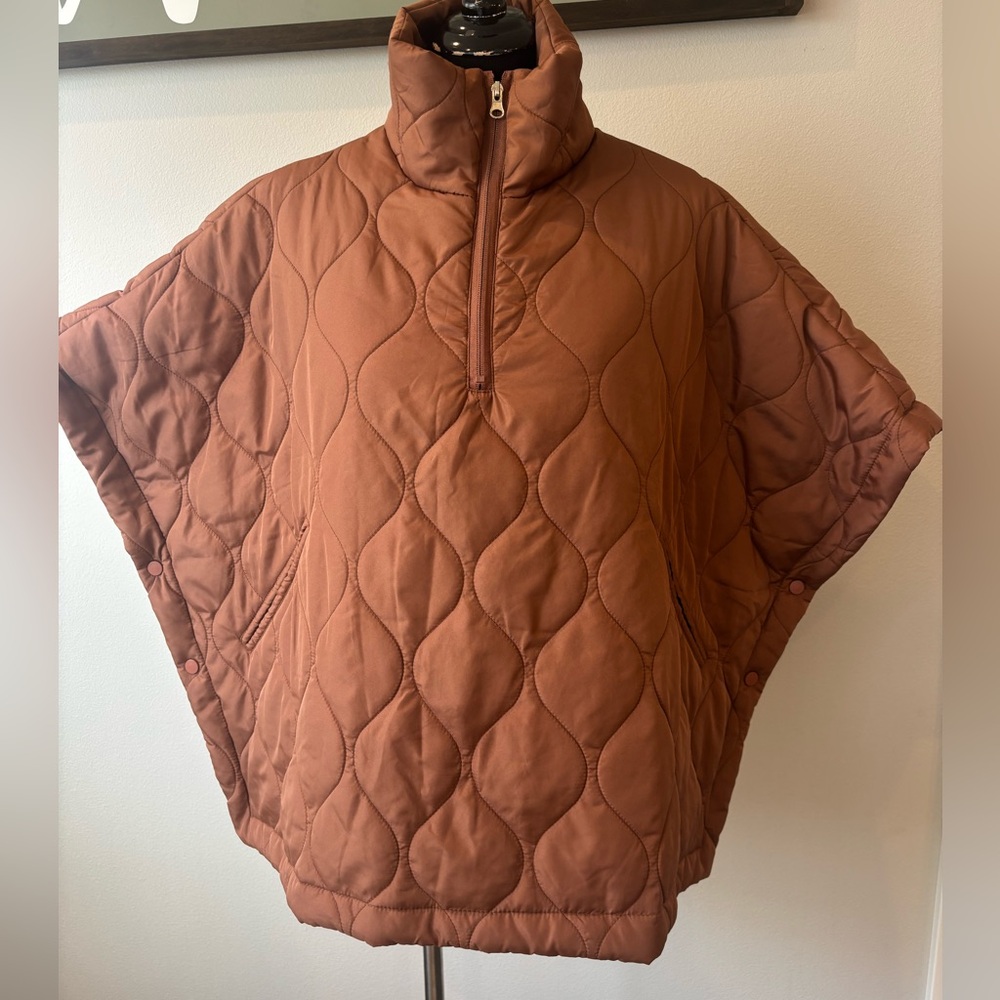Do Everything in Love Rust Quilted Poncho